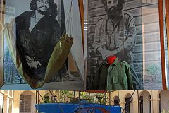 36 Cuba - Trinidad - Museo Nacional de la Lucha Contra Bandidos - Che Guevara hammock, Camilo Cienfuegos shirt, bandidos boat